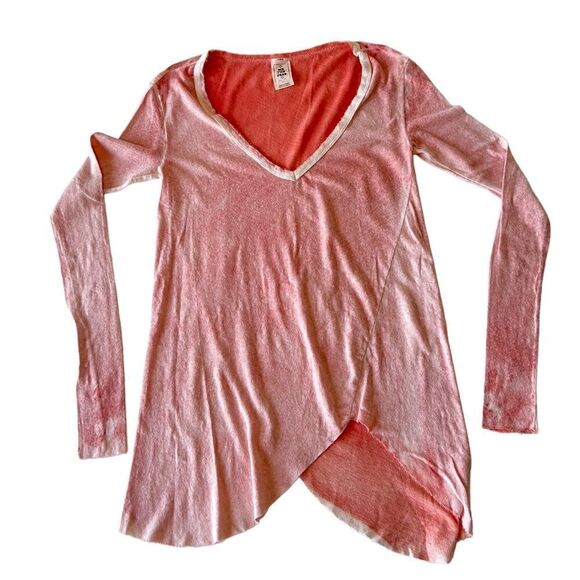Free People We the Free Long Sleeve Peachy Salmon Color Tunic Tee NWOT Small - Picture 8 of 11